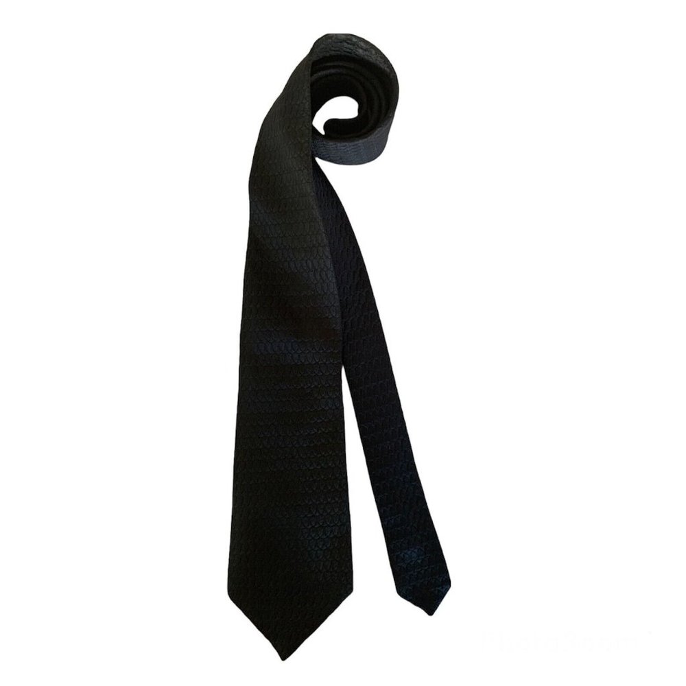 AQUASCUTUM Dark Blue Geometric Tie 100% Silk Made In England 59"/ 3";3/4 EX CON